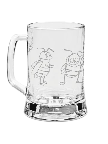 Mr. & Mrs. Panda Gravur Bierkrug Hummeln Kleeblatt ohne Spruch in Transparent