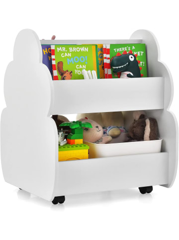 COSTWAY Kinder Bücherregal auf Rollen in Weiß
