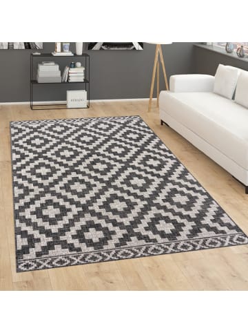 KADIMA DESIGN Teppich Kurzflor Rauten Wohnzimmer in Grau