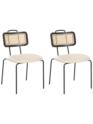 Beliani 2er-Set Esszimmerstuhl ADELANTO in Beige/Schwarz