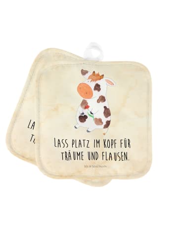 Mr. & Mrs. Panda 2er Set Topflappen  Kuh mit Spruch in Vintage