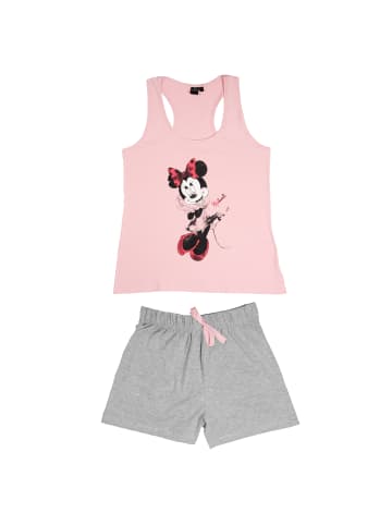 United Labels Disney Minnie Mouse Schlafanzug  ohne Ärmel in grau/rosa