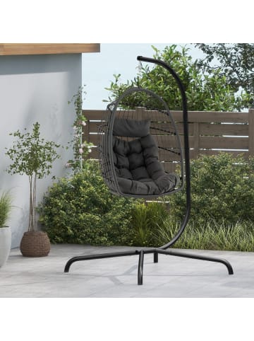 COSTWAY Hängesessel mit Gestell bis zu 150kg in Grau