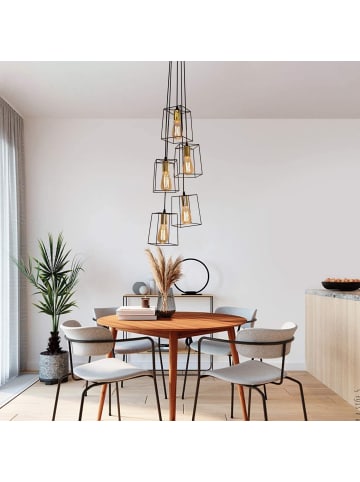 ZMH Pendelleuchte 5-flammige E27 in Schwarz mit Metall