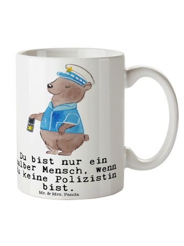 Mr. & Mrs. Panda Tasse Polizistin Herz mit Spruch in Weiß