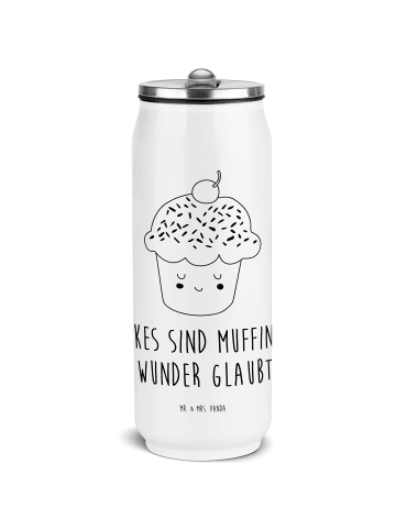 Mr. & Mrs. Panda Getränkeflasche Cupcake mit Spruch in Weiß