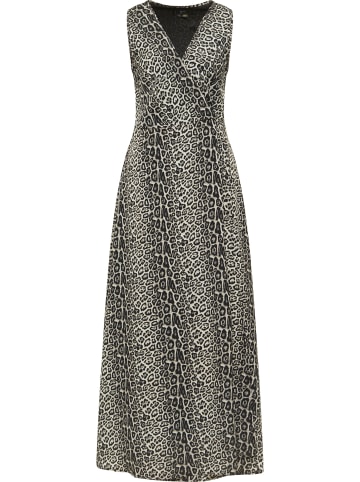 faina Damen Maxikleid Mit Leoprint in Grau Leo