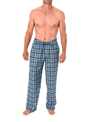 NORMANN Lange Schlafanzug Pyjama Flanell Hose kariert - 88102 in marine