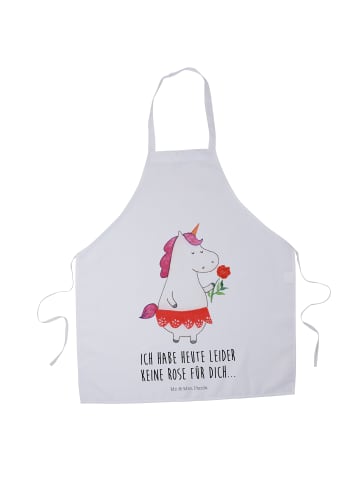 Mr. & Mrs. Panda Kochschürze Einhorn Dame mit Spruch in Weiß