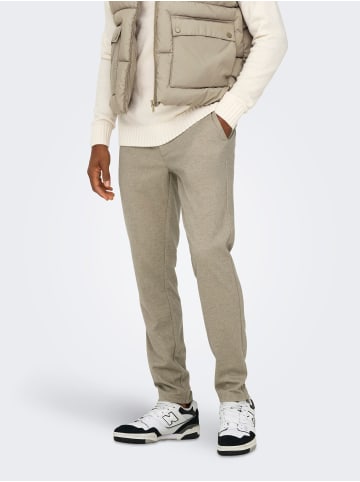 Only&Sons Hose Chino Slim Fit Reißverschluss Gürtelschlaufen in Beige