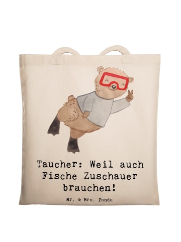 Mr. & Mrs. Panda Umhängetasche Tauchen Zuschauer mit Spruch in Creme