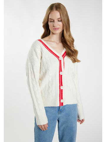 DreiMaster Damen Strickjacke in Wollweiss Rot