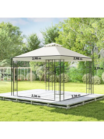 Outsunny Pavillon 298L x 298B x 279H cm Cremeweiß