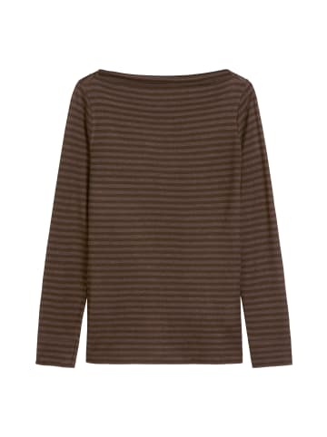 Marc O'Polo Streifen-Longsleeve regular in Dark Brown