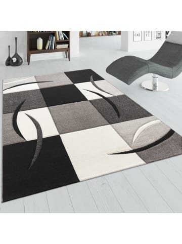 KADIMA DESIGN Teppich Kurzflor Karo Wohnzimmer in Schwarz