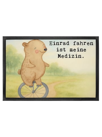 Mr. & Mrs. Panda Fußabtreter Bär Einrad fahren Design mit Spruch in Weiß