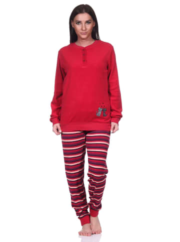 NORMANN Frottee Pyjama Schlafanzug langarm Katzen - 76541 in rot