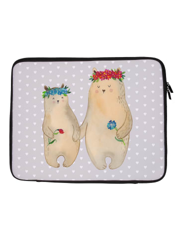 Mr. & Mrs. Panda Notebook Tasche Bären mit Blumenkranz ohne Spruch in Grau Pastell