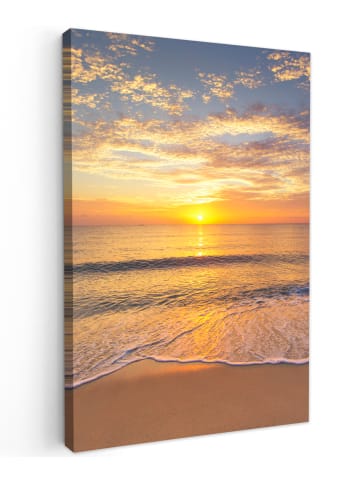 MuchoWow Leinwand Bilder Sonnenuntergang Meer