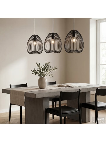 home24 home24 Pendelleuchte 1-flammig aus Eisen in Schwarz, 24 x 150 x 24 cm in Schwarz