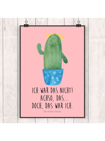 Mr. & Mrs. Panda Bild Kaktus Heilig mit Spruch in Rot Pastell
