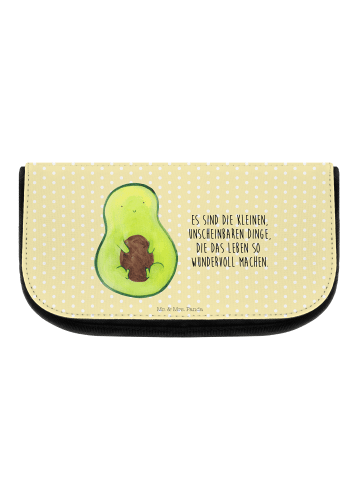 Mr. & Mrs. Panda Kosmetiktasche Avocado Kern mit Spruch in Gelb Pastell