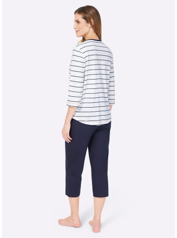 WITT WEIDEN Schlafanzug in weiß-marine-geringelt