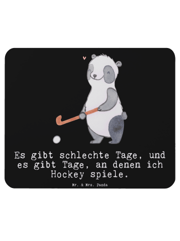 Mr. & Mrs. Panda Mauspad Panda Hockey spielen mit Spruch in Schwarz