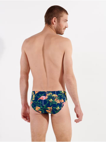 HOM Badehose Flamingo in navy print