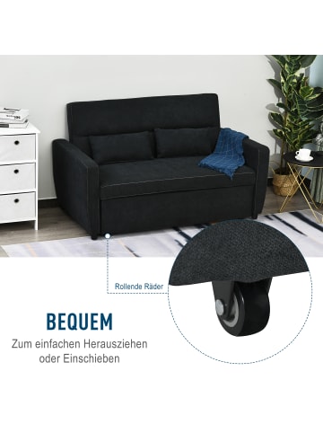 HOMCOM Schlafsofa-155B x 90T x 88,5H cm-Schwarz