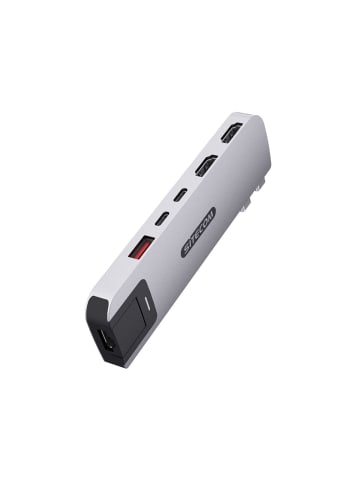COFI 1453 Sitecom 6-in-2-Multiport-Hub für MacBook Pro Schwarz in Silber