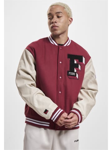 FUBU College Jackets in dark red/creme/black