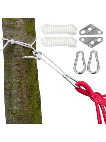 AMANKA Hängematten Befestigung Karabiner + Dreiecksplatte bis 190 K rot