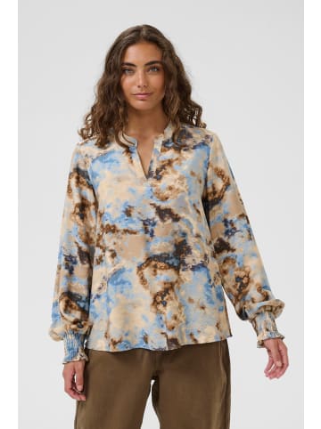 CULTURE Langarm-Bluse CUhizzy Relaxed fit in Brown/Blue Splash