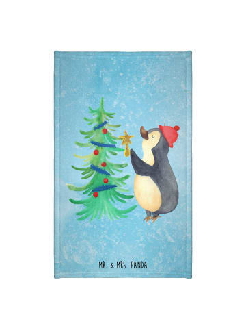 Mr. & Mrs. Panda Gästehandtuch Pinguin Weihnachtsbaum ohne Spruch in Eisblau