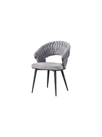COFI 1453 Wave Esszimmerstuhl im 2er Set Moderner Stuhl mit geflochtenem Design in Grau