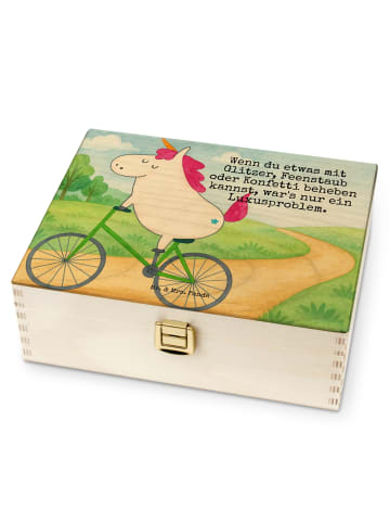 Mr. & Mrs. Panda Tee Organizer Einhorn Radfahrer Design mit Spruch in Weiß