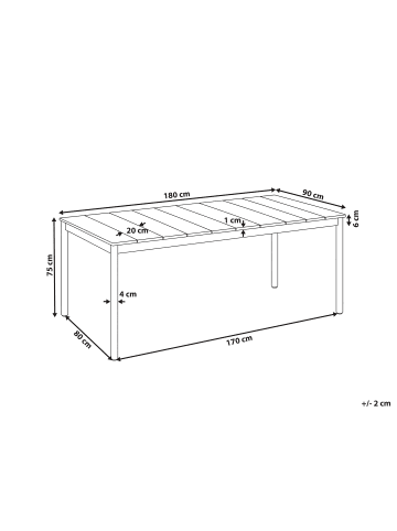 Beliani Esstisch GIOVINAZZO in Braun/Weiß - (W) 90 x (H) 75 x (L) 180 cm