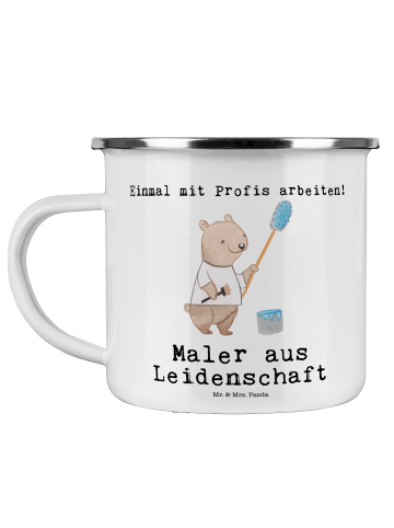 Mr. & Mrs. Panda Kaffeebecher Maler Leidenschaft mit Spruch in Weiß