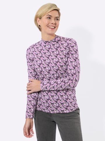 WITT WEIDEN Stehkragen-Shirt in violett-eucalyptus-bedruckt