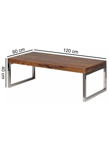 FineBuy Couchtisch in Braun / Sheesham / 60x120x40