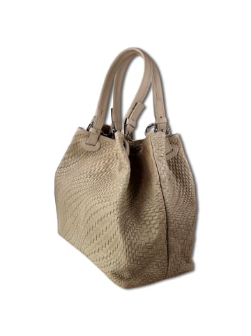 Toscanto Toscanto Handtasche, Umhängetasche Leder taupe, beige, braun ca. 31cm
