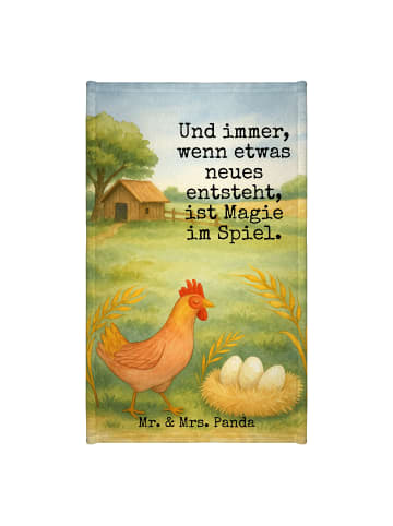 Mr. & Mrs. Panda Baumwollhandtuch Huhn Stolz Design mit Spruch in Weiß