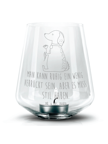 Mr. & Mrs. Panda Teelichthalter Hund Blume mit Spruch in Transparent