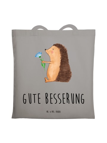 Mr. & Mrs. Panda ToteBag Igel Blumen mit Spruch in Light Grey