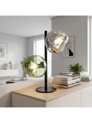 Licht-Erlebnisse Tischlampe (B)20 x (L)20 x (H)40 cm in Schwarz Weiß Grün