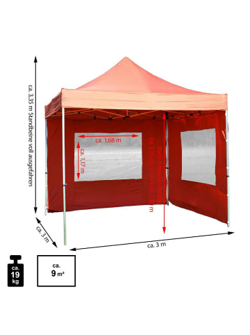 VCM  Falt Pavillon 3x3m terracotta+2 Seitenteile in Braun