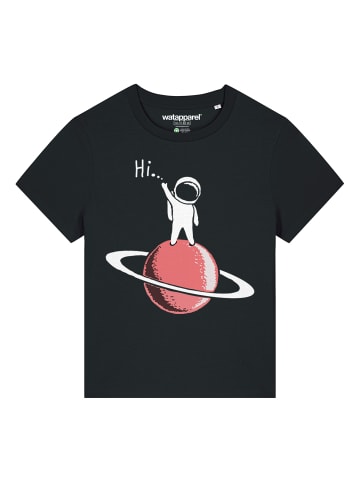wat? Apparel T-Shirt Astronaut says Hi in Schwarz