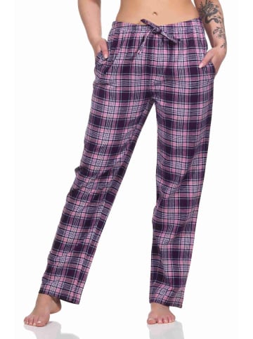 NORMANN Dame Flanell Schlafanzug Hose kariert Baumwolle - 76592 in beere