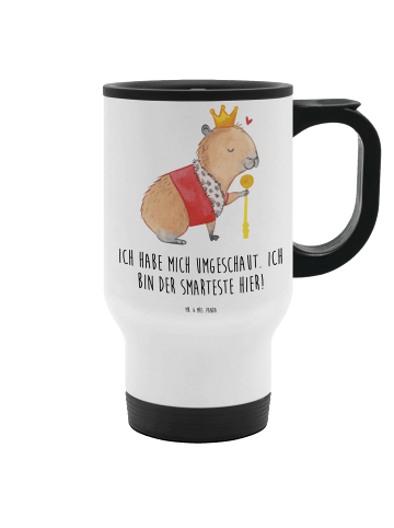 Mr. & Mrs. Panda thermosbecher Capybara König mit Spruch in Weiß